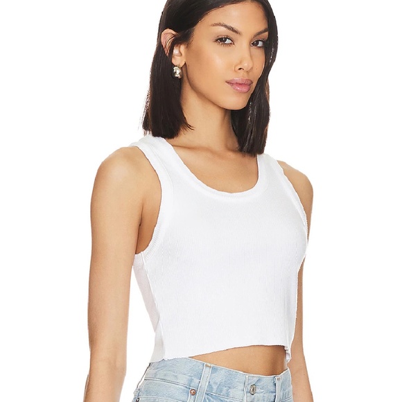 $140 AGOLDE White Poppy Cropped Ribbed Tank Top Large NWT New - Picture 4 of 4